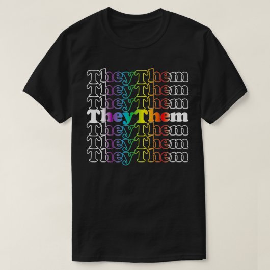 彼らは好ましいジェンダー代名詞レインボーデザイン Tシャツ (デザイン正面)