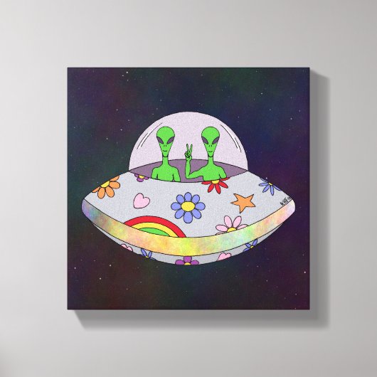 彼らは平和にやってくるUFO キャンバスプリント (正面)
