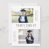 彼らは幼稚園のダブル卒業写真を撮った 招待状 (正面)