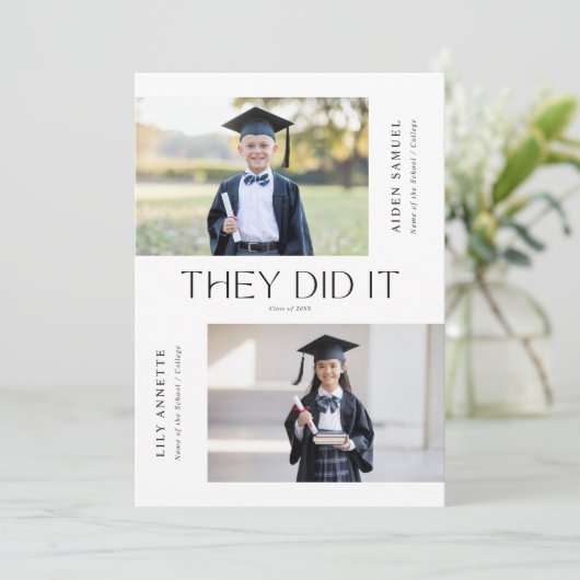 彼らは幼稚園のダブル卒業写真を撮った 招待状 (スタンド正面)