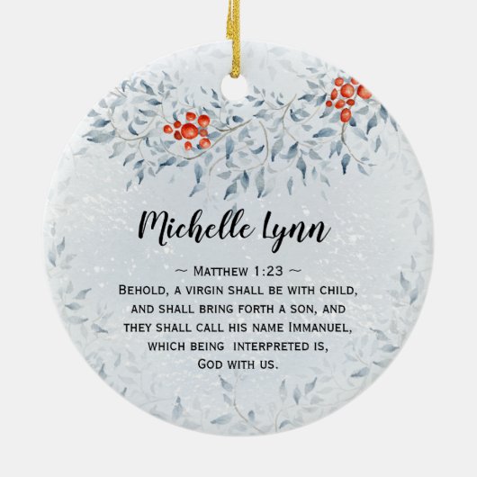 彼らは彼の名前をイマニュエル、クリスマスと呼ぶ セラミックオーナメント (裏面)