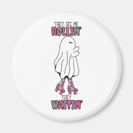 彼らは彼らのピンクのレトロな幽霊を待っている私をロールイン見る マグネット