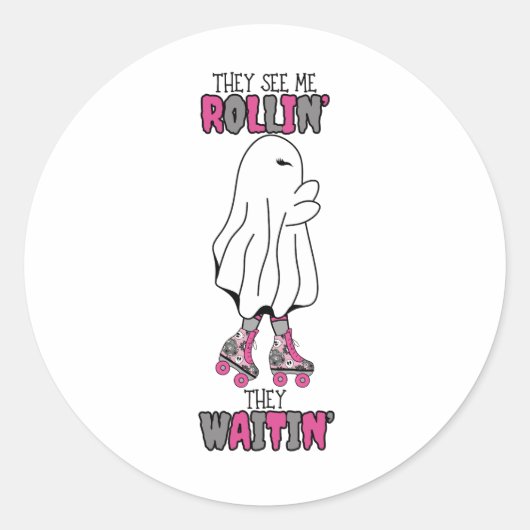 彼らは彼らのピンクのレトロな幽霊を待っている私をロールイン見る ラウンドシール (正面)