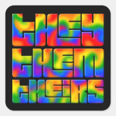 彼らは彼らの代名詞レインボー絞り染め スクエアシール (正面)