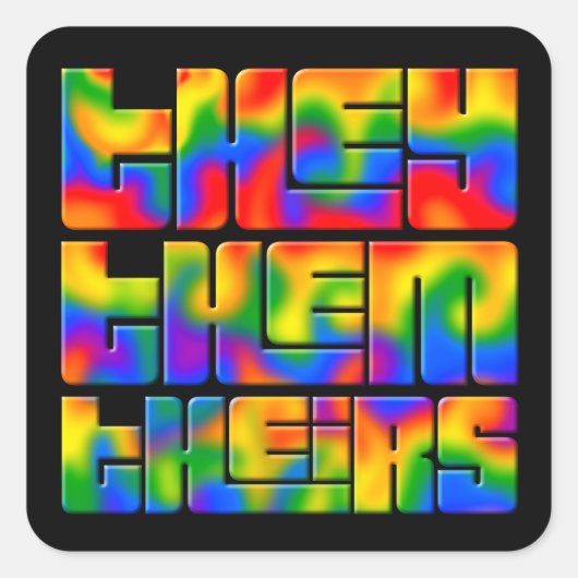 彼らは彼らの代名詞レインボー絞り染め スクエアシール (正面)