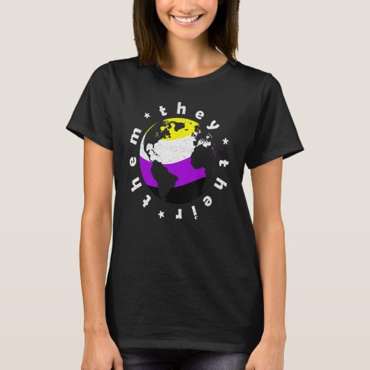 彼らは彼らの非バイナリ代名詞Lgbtq Tシャツ (正面)
