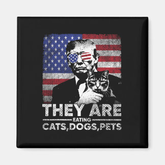 彼らは猫犬ペットトランプを食べている マグネット