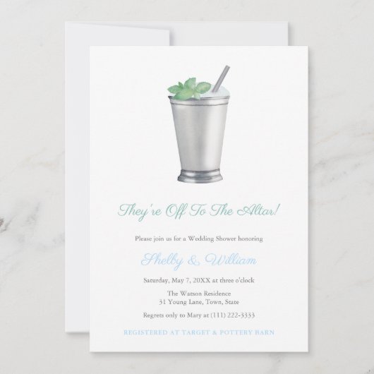 彼らは祭壇の競馬ウェディングシャワーに行く 招待状 (正面)