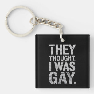彼らは私がゲイだと思った LGBTQプライド アリー キーホルダー