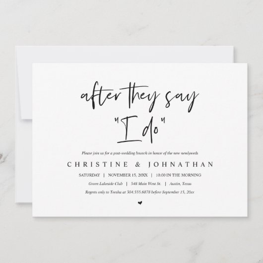 彼らは私が行うと言った後、ポストのブ結婚ランチの投資 招待状 (正面)