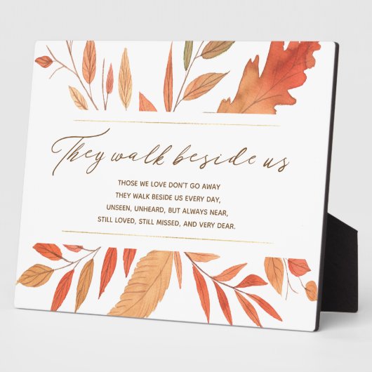 彼らは私たちの秋の記念結婚碑の横を歩く フォトプラーク (側面)