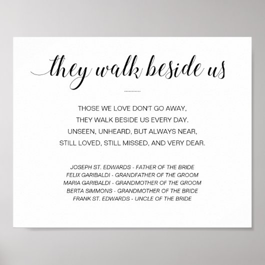 彼らは私たちの記念詩の名前の横を歩結婚く ポスター (正面)