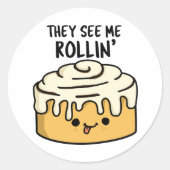 彼らは私の桂皮鍋おもしろいを見転がる ラウンドシール (正面)