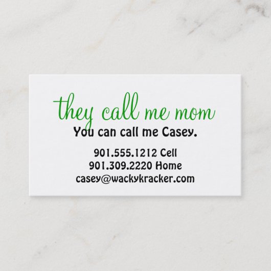 彼らは私をお母さんの名刺と電話します コーリングカード (正面)