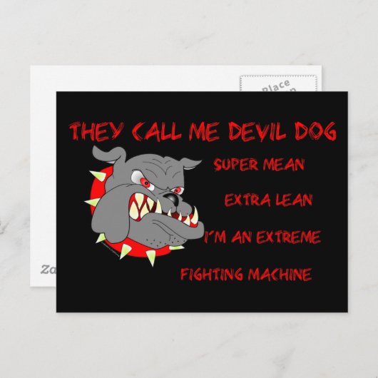 彼らは私を悪魔の犬と呼ぶUSMC ポストカード (正面/裏面)