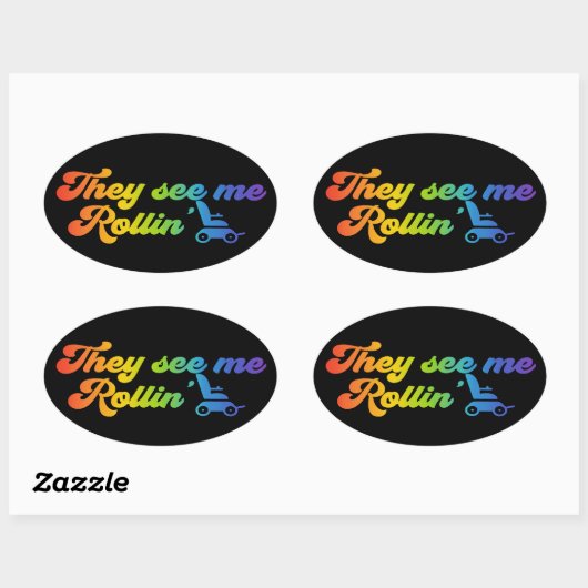 彼らは私Rollin' – 車椅子を見る 楕円形シール (シート)