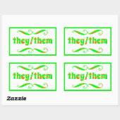 彼らは緑の渦巻き 長方形シール (シート)