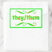 彼らは緑の渦巻き 長方形シール (バッグ)