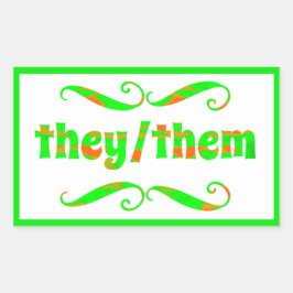 彼らは緑の渦巻き 長方形シール