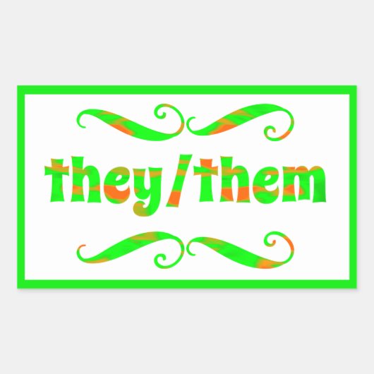 彼らは緑の渦巻き 長方形シール (正面)