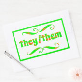 彼らは緑の渦巻き 長方形シール (封筒)