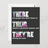 彼らは英語の文法を着ていないおもしろい ポストカード (正面/裏面)