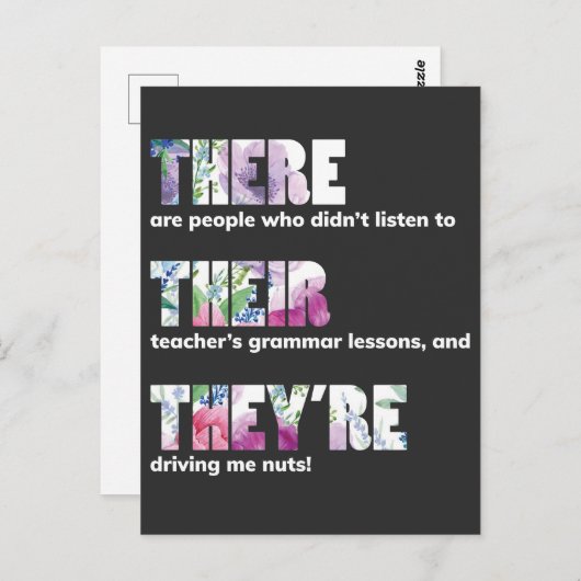 彼らは英語の文法を着ていないおもしろい ポストカード (正面/裏面)