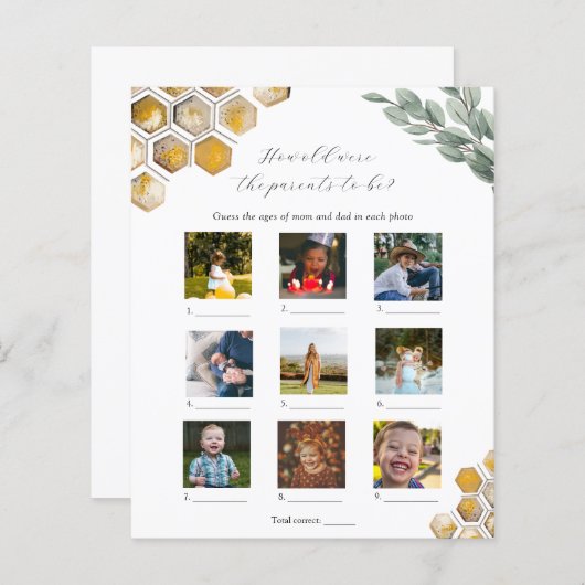 彼らは赤ちゃんシャワーのゲームをいくつだった (正面/裏面)