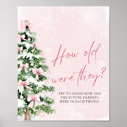 彼らは赤ちゃんシャワーのゲームをどれくらい古いかをクリスマスに弓 ポスター (正面)
