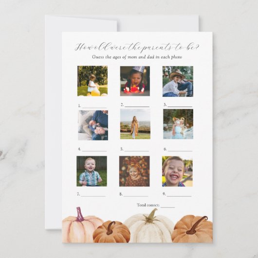 彼らは赤ちゃんシャワーのゲームカードの年齢 招待状 (正面)