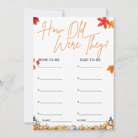 彼らは赤ん坊のシャワーゲーム小さなかぼちゃをいくつだった 招待状 (正面)