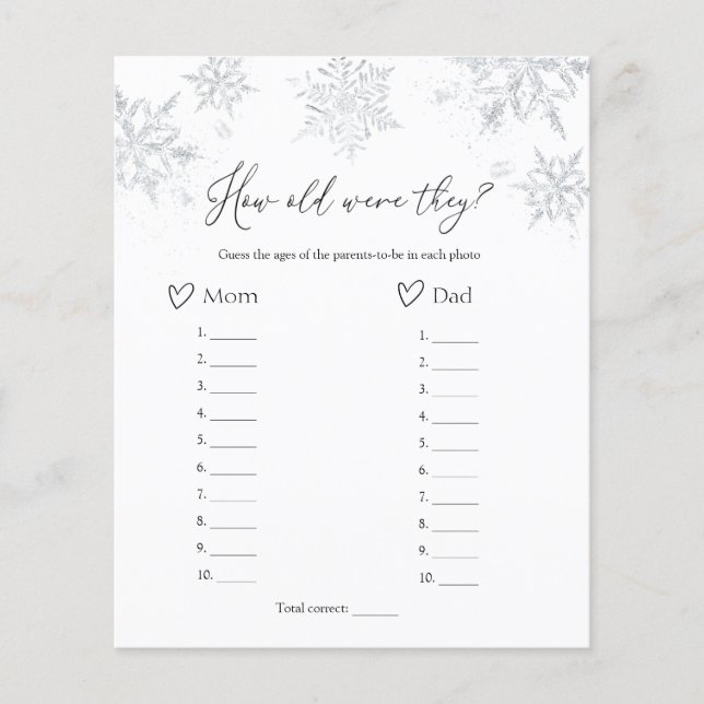 彼らは雪の結晶の赤ちゃんシャワーのゲームをいくつだった (正面)