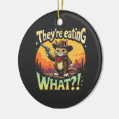 彼らは食べの何トランプ選挙猫カウボーイ セラミックオーナメント (左)