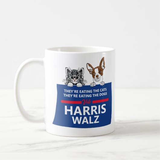 彼らは食べペットだ – Vote Harris Walz コーヒーマグカップ (左)