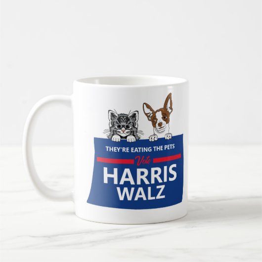 彼らは食べペットだ – Vote Harris Walz コーヒーマグカップ (左)
