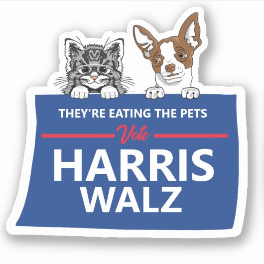 彼らは食べペットだ – Vote Harris Walz シール (正面)