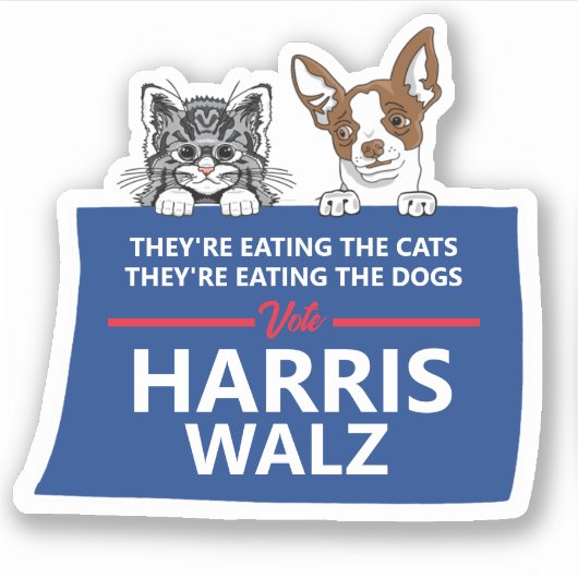 彼らは食べペットだ – Vote Harris Walz シール (正面)