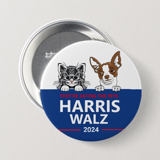 彼らは食べペットだ – Vote Harris Walz 缶バッジ (正面&裏面)