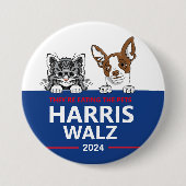 彼らは食べペットだ – Vote Harris Walz 缶バッジ (正面)