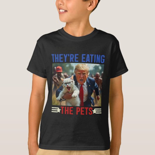 彼らは食べ引用文2024おもしろいのペット Tシャツ (正面)