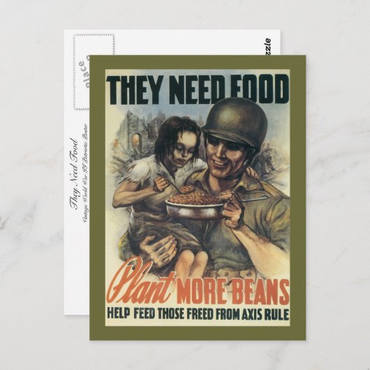 彼らは食べ物を必要とする~もっと豆を植える ポストカード (正面/裏面)