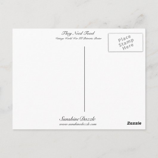 彼らは食べ物を必要とする~もっと豆を植える ポストカード (裏面)