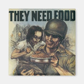 彼らは食べ物を必要とする～もっと豆を植える マグネット (正面)