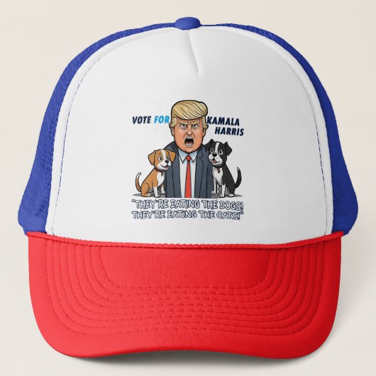 彼らは食べThe Dogs おもしろい Trump Kamala 2024 キャップ (正面)