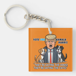 彼らは食べThe Dogs おもしろい Trump Kamala 2024 キーホルダー