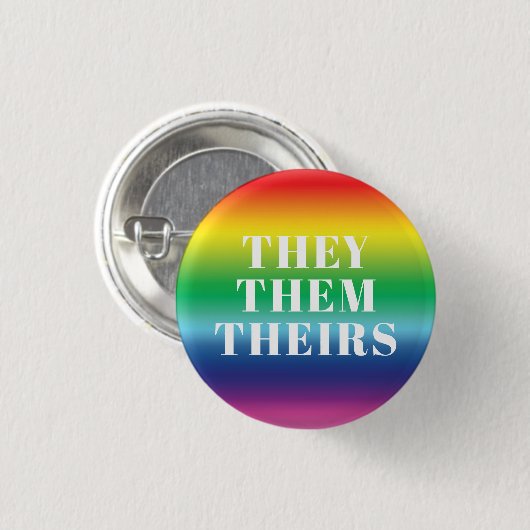 彼らは、彼らは、彼らの代名詞Lgbtqプライド虹 缶バッジ (正面&裏面)