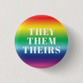 彼らは、彼らは、彼らの代名詞Lgbtqプライド虹 缶バッジ (正面)