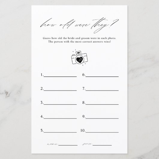 彼らエレガントは何歳だったブライダルシャワーゲーム (正面)