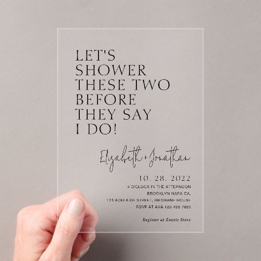 彼らシンプルが私はブライダルすると言う前にカップルのシャワー アクリル招待状 (インサイチュ (ポータブル))