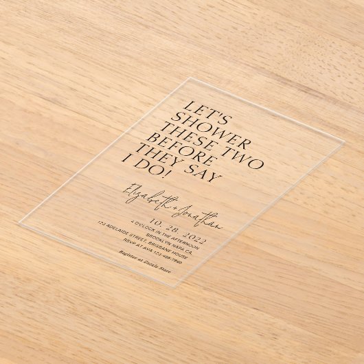 彼らシンプルが私はブライダルすると言う前にカップルのシャワー アクリル招待状 (レイダウン)